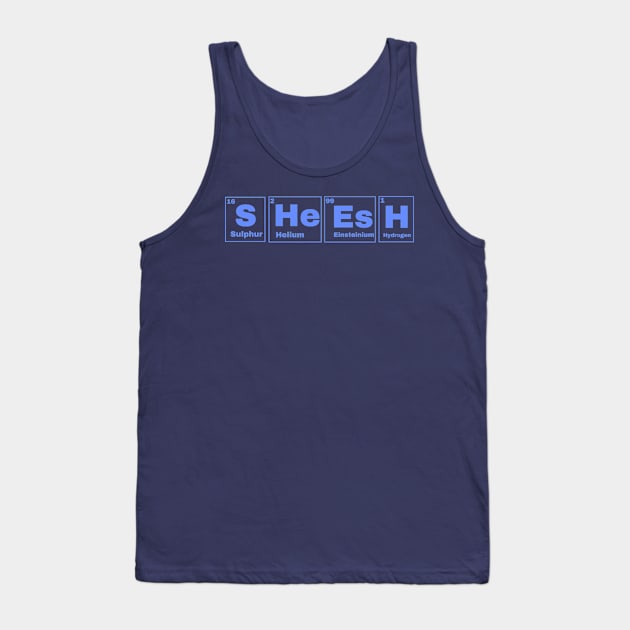 Sheesh Text Periodic Table Slogan Blue Tank Top by SwasRasaily